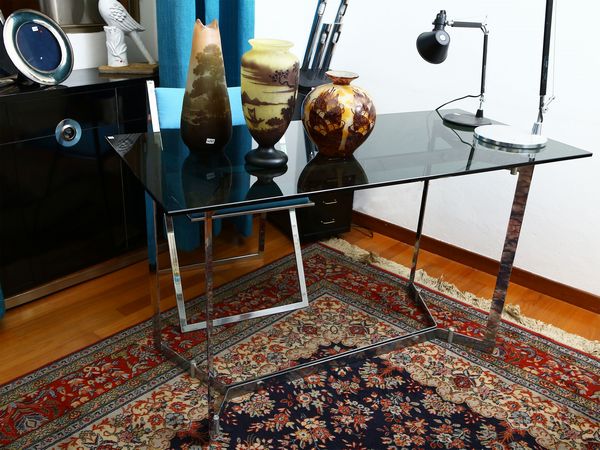 Scrivania in metallo cromato e vetro fum�  - Asta House Sale: La casa fiorentina di un collezionista - Associazione Nazionale - Case d'Asta italiane