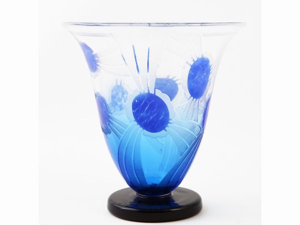 Vaso in vetro Le Verre Fran�ais decoro geometrico  - Asta House Sale: La casa fiorentina di un collezionista - Associazione Nazionale - Case d'Asta italiane