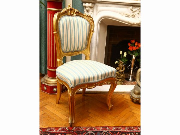 Serie di quattro sedie in legno intagliato e dorato  - Asta House Sale: La casa fiorentina di un collezionista - Associazione Nazionale - Case d'Asta italiane