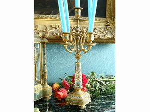 Trittico da camino in metallo dorato, smalti cloisonn� e onice, C. Detouche, Paris  - Asta House Sale: La casa fiorentina di un collezionista - Associazione Nazionale - Case d'Asta italiane