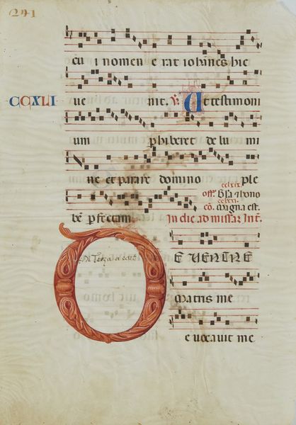 MANIFATTURA DELL'ITALIA SETTENTRIONALE, SECOLO XV : Foglio pergamenaceo da antifonario con testo in latino tratto dal prologo del Vangelo secondo Giovanni  - Asta Asta 367 | ARTE ANTICA E DEL XIX SECOLO Virtuale - Associazione Nazionale - Case d'Asta italiane