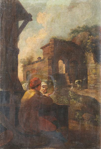 ARTISTA DEL XVIII SECOLO : Paesaggio con rovine e personaggi  - Asta Asta 367 | ARTE ANTICA E DEL XIX SECOLO Virtuale - Associazione Nazionale - Case d'Asta italiane