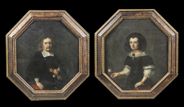 NETSCHER THEODORUS (1661 - 1732) : Coppia di dipinti raffiguranti ritratto di gentiluomo e ritratto di gentildonna  - Asta Asta 367 | ARTE ANTICA E DEL XIX SECOLO Virtuale - Associazione Nazionale - Case d'Asta italiane