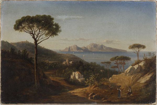 FERGOLA SALVATORE  (1799 - 1874) : Paesaggio con contadini e mare sullo sfondo  - Asta Asta 367 | ARTE ANTICA E DEL XIX SECOLO Virtuale - Associazione Nazionale - Case d'Asta italiane