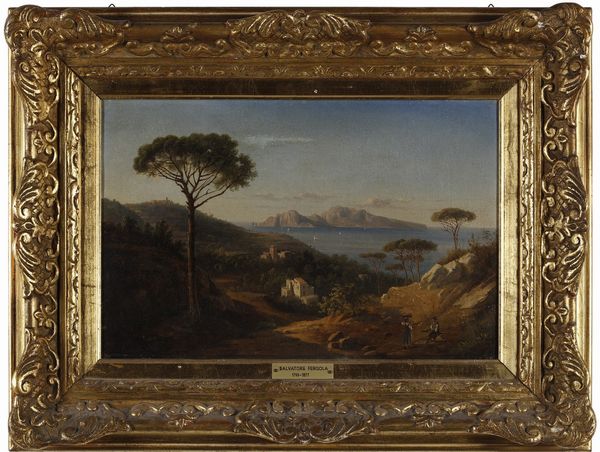 FERGOLA SALVATORE  (1799 - 1874) : Paesaggio con contadini e mare sullo sfondo  - Asta Asta 367 | ARTE ANTICA E DEL XIX SECOLO Virtuale - Associazione Nazionale - Case d'Asta italiane