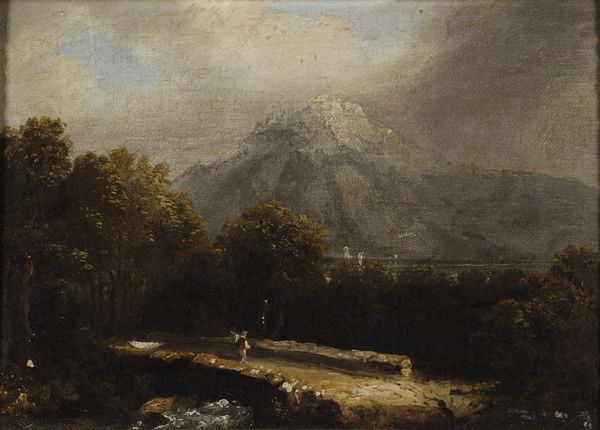 SIGNORINI TELEMACO (1835 - 1901) : Attribuito a. Paesaggio con personaggio  - Asta Asta 367 | ARTE ANTICA E DEL XIX SECOLO Virtuale - Associazione Nazionale - Case d'Asta italiane