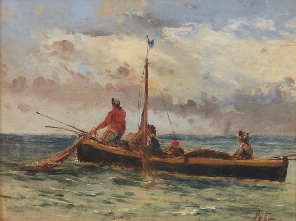 ARTISTA DEL XIX SECOLO : Marina con barca e personaggi  - Asta Asta 367 | ARTE ANTICA E DEL XIX SECOLO Virtuale - Associazione Nazionale - Case d'Asta italiane