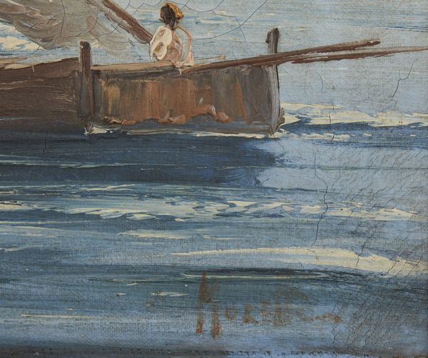 ARTISTA DEL XIX SECOLO : Marina con barche e personaggi  - Asta Asta 367 | ARTE ANTICA E DEL XIX SECOLO Virtuale - Associazione Nazionale - Case d'Asta italiane