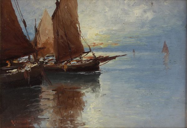 CAVALLERI GIOVANNI (1858 - 1934) : Gruppo di tre opere raffiguranti marine con barche  - Asta Asta 367 | ARTE ANTICA E DEL XIX SECOLO Virtuale - Associazione Nazionale - Case d'Asta italiane