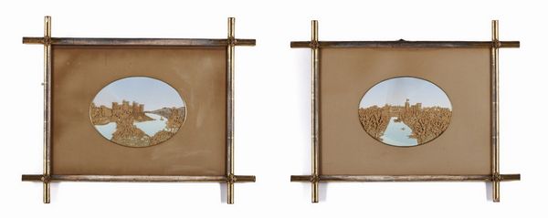 ARTISTA DEL XIX SECOLO : Coppia di fregi in sughero con paesaggi dipinti in policromia  - Asta Asta 367 | ARTE ANTICA E DEL XIX SECOLO Virtuale - Associazione Nazionale - Case d'Asta italiane