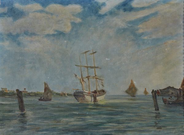 ARTISTA DEL XX SECOLO : Marina con barche  - Asta Asta 367 | ARTE ANTICA E DEL XIX SECOLO Virtuale - Associazione Nazionale - Case d'Asta italiane