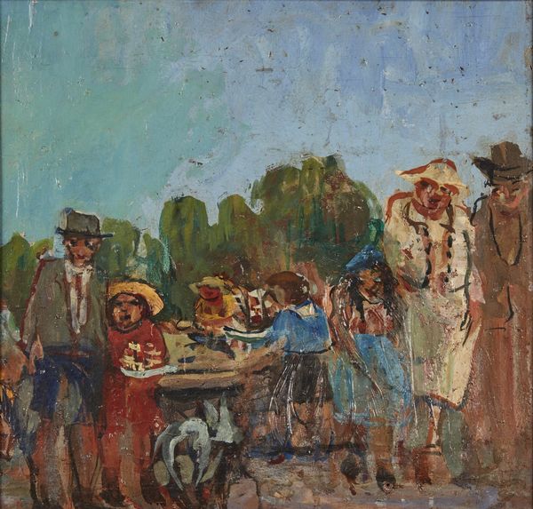 BOTTI RENZO (1886 - 1953) : Attribuito a. Paesaggio con personaggi  - Asta Asta 367 | ARTE ANTICA E DEL XIX SECOLO Virtuale - Associazione Nazionale - Case d'Asta italiane