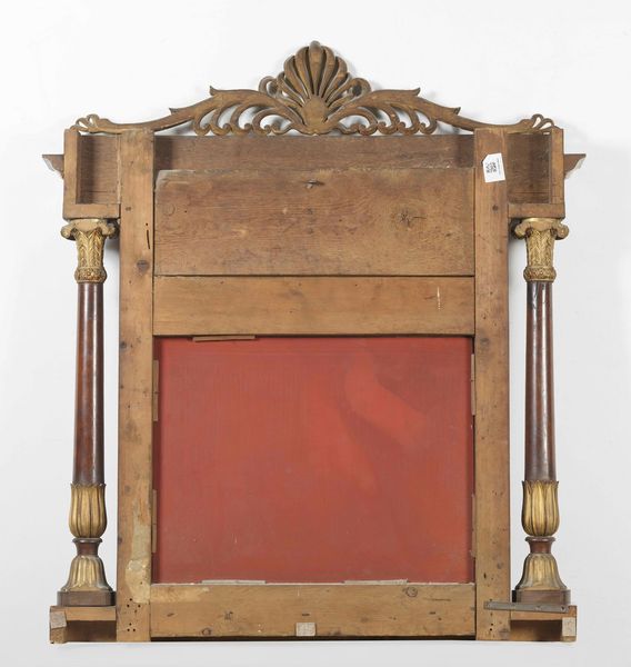 MANIFATTURA DEL XIX SECOLO : Caminiera in stile Impero lastronata in noce con fregi in legno dorato  - Asta Asta 367 | ARTE ANTICA E DEL XIX SECOLO Virtuale - Associazione Nazionale - Case d'Asta italiane