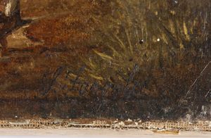 FERGOLA SALVATORE  (1799 - 1874) : Paesaggio con contadini e mare sullo sfondo  - Asta Asta 367 | ARTE ANTICA E DEL XIX SECOLO Virtuale - Associazione Nazionale - Case d'Asta italiane