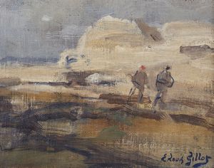 GILLOT EUGENE LOUIS (1867 - 1925) : Paesaggio con personaggi  - Asta Asta 367 | ARTE ANTICA E DEL XIX SECOLO Virtuale - Associazione Nazionale - Case d'Asta italiane