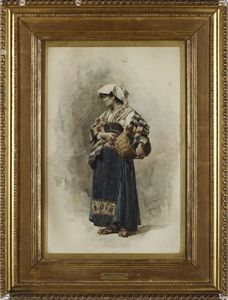 COLEMAN FRANCESCO (1851 - 1918) : Ritratto di popolana  - Asta Asta 367 | ARTE ANTICA E DEL XIX SECOLO Virtuale - Associazione Nazionale - Case d'Asta italiane