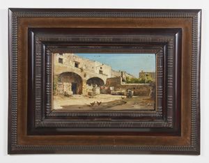 CHIAROLANZA GIUSEPPE (1868 - 1920) : Casolare con galline e contadina  - Asta Asta 367 | ARTE ANTICA E DEL XIX SECOLO Virtuale - Associazione Nazionale - Case d'Asta italiane