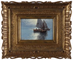 CAVALLERI GIOVANNI (1858 - 1934) : Gruppo di tre opere raffigurati marine con barche  - Asta Asta 367 | ARTE ANTICA E DEL XIX SECOLO Virtuale - Associazione Nazionale - Case d'Asta italiane