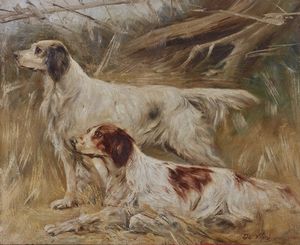 ARTISTA DEL XIX-XX SECOLO - Ritratto di cani