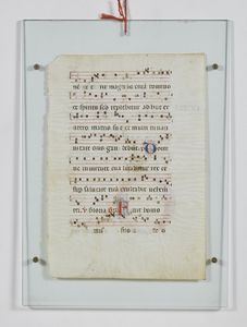 MANIFATTURA DELL'ITALIA SETTENTRIONALE, SECOLO XV : Foglio pergamenaceo da antifonario con testo in latino tratto dal prologo del Vangelo secondo Giovanni  - Asta Asta 367 | ARTE ANTICA E DEL XIX SECOLO Virtuale - Associazione Nazionale - Case d'Asta italiane