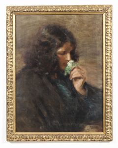 MONTEVECCHI AMLETO (1878 - 1964) : Ritratto di donna con fiori  - Asta Asta 367 | ARTE ANTICA E DEL XIX SECOLO Virtuale - Associazione Nazionale - Case d'Asta italiane