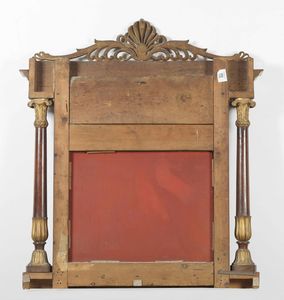 MANIFATTURA DEL XIX SECOLO : Caminiera in stile Impero lastronata in noce con fregi in legno dorato  - Asta Asta 367 | ARTE ANTICA E DEL XIX SECOLO Virtuale - Associazione Nazionale - Case d'Asta italiane