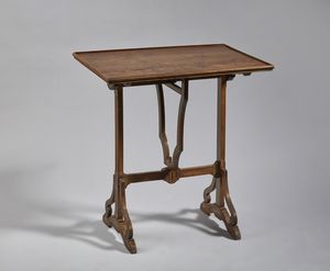 GALLÉ - Tavolo inclinabile in legno, piano intarsiato a motivi vegetali
