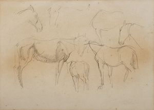 GIOLI LUIGI (1854 - 1947) : Studi di cavalli  - Asta Asta 367 | ARTE ANTICA E DEL XIX SECOLO Virtuale - Associazione Nazionale - Case d'Asta italiane
