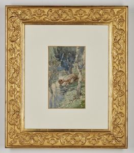 BELTRAME ACHILLE (1871 - 1945) : L'abbeverata del satiro  - Asta Asta 367 | ARTE ANTICA E DEL XIX SECOLO Virtuale - Associazione Nazionale - Case d'Asta italiane