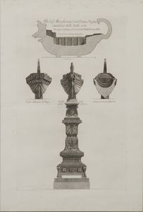 PIRANESI GIOVANNI BATTISTA (1720 - 1778) - Profilo di nave antica in marmo