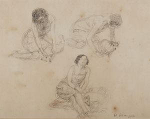 LEBASQUE HENRI (1865 - 1937) - Studio di donne con cani