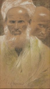 D'ANDREA ANGIOLO (1880 - 1942) - Ritratto di due uomini in vesti orientaleggianti