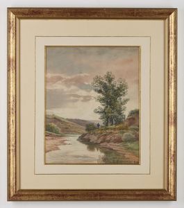 HARPIGNIES HENRI JOSEPH (1819 - 1916) : Paesaggio fluviale con pescatore  - Asta Asta 367 | ARTE ANTICA E DEL XIX SECOLO Virtuale - Associazione Nazionale - Case d'Asta italiane