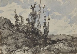 HARPIGNIES HENRI JOSEPH (1819 - 1916) - Paesaggio a Saint-Privé