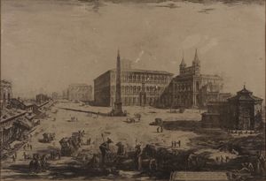 PIRANESI GIOVANNI BATTISTA (1720 - 1778) - Veduta della piazza della Basilica di S. Giovanni in Laterano