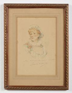 ABBEMA LOUISE (1858 - 1927) : Ritratto di donna  - Asta Asta 367 | ARTE ANTICA E DEL XIX SECOLO Virtuale - Associazione Nazionale - Case d'Asta italiane