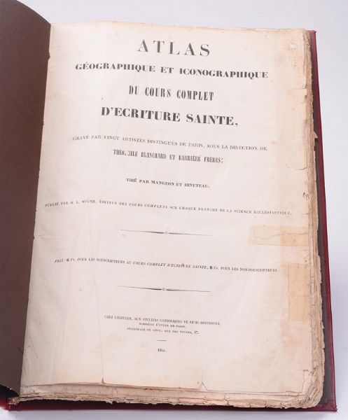 Atlas  Gographique et Iconographique du cours complet d'ecritures sainte...Parigi, 1844  - Asta Libri Antichi e Rari - Associazione Nazionale - Case d'Asta italiane