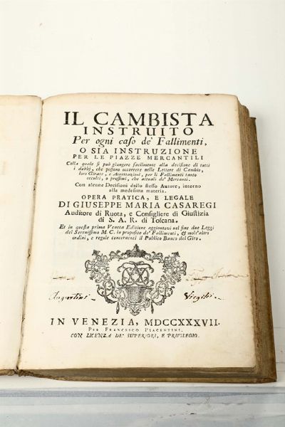 Il cambiata istruito..., Venezia, Piacentini, 1737  - Asta Libri Antichi e Rari - Associazione Nazionale - Case d'Asta italiane