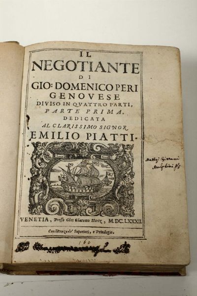 Il Negotiante, Venezia, Hertz, 1682  - Asta Libri Antichi e Rari - Associazione Nazionale - Case d'Asta italiane