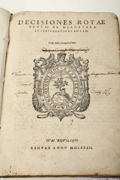Decisionae Rotae Genuae de Mercatura, Genova, (Bellone), 1582  - Asta Libri Antichi e Rari - Associazione Nazionale - Case d'Asta italiane