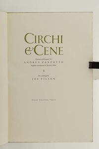 Zanzotto Andrea : Circhi e cene, Plain Wrapper Press (n.22/150- printed for Sandro Megighian), Verona 1979  - Asta Libri Antichi e Rari - Associazione Nazionale - Case d'Asta italiane
