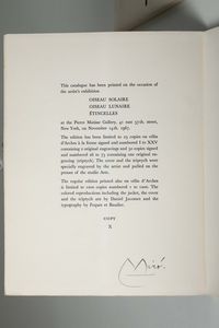 Oiseau solaire, oiseau lunaire, tincelles..New York, Pierre Matisse Gallery, Novembre 1967  - Asta Libri Antichi e Rari - Associazione Nazionale - Case d'Asta italiane
