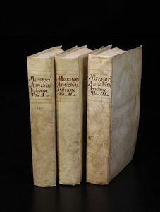 Dissertazione sopra le Antichit italiane..., Milano, Pasquali, 1751, 3 volumi  - Asta Libri Antichi e Rari - Associazione Nazionale - Case d'Asta italiane