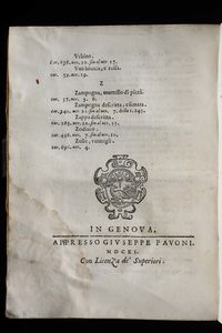 Lo Stato Rustico, Genova, Pavoni, 1611  - Asta Libri Antichi e Rari - Associazione Nazionale - Case d'Asta italiane