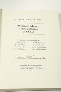 A Catalogue of the Ahmanson-Murphy Aldine Collection at UCLA  - Asta Libri Antichi e Rari - Associazione Nazionale - Case d'Asta italiane