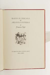 Bacco in Toscana & Arianna inferma di Francesco Redi, Verona,Mardersteig,1940  - Asta Libri Antichi e Rari - Associazione Nazionale - Case d'Asta italiane