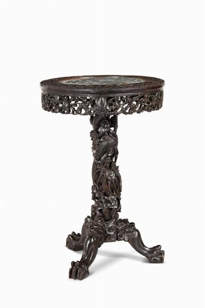 TAVOLINO CON PLACCA, CINA, DINASTIA QING SEC. XIX-XX  - Asta Arte orientale | 东方艺术   - Associazione Nazionale - Case d'Asta italiane