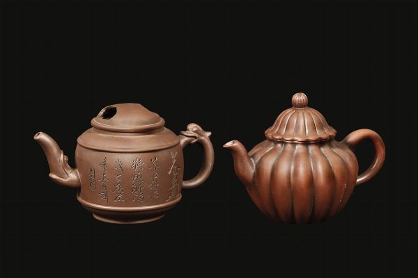 DUE TEIERE YIXING, CINA, PERIODO REPUBBLICA, 1912-1949  - Asta Arte orientale | 东方艺术   - Associazione Nazionale - Case d'Asta italiane