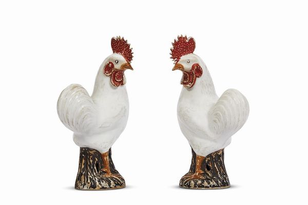 COPPIA DI GALLI, CINA, DINASTIA QING, SEC. XVIII-XIX  - Asta Arte orientale | 东方艺术   - Associazione Nazionale - Case d'Asta italiane