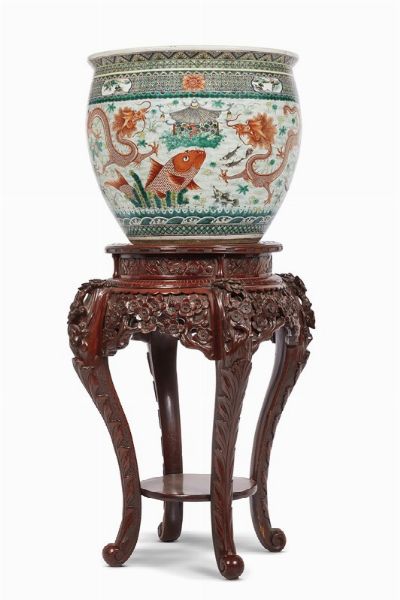 VASCA DA PESCI, CINA, DINASTIA QING, SEC. XIX  - Asta Arte orientale | 东方艺术   - Associazione Nazionale - Case d'Asta italiane